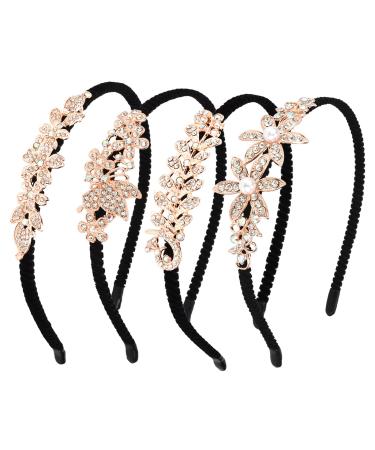 YISSION 4PCS Fancy Rhinestone Headbands for Women Girls Crystal Headband Non Slip Head Bands Fashion Hairband Vintage Wedding Hair Accessories for Women Girls