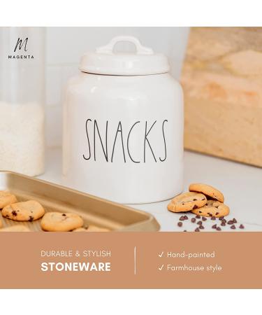 Rae Dunn Ceramic Cookie Jar - Stoneware Treat Canister for Snack Storage in White - Buy Online on SooperMarket.com