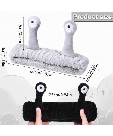 Heyu-Lotus 2 PCS Snail Face Wash Headband for Women Girls | Spa Hair Bands | Makeup Head Band | Coral Fleece | Skincare Headband | Elastic Headband | Hair Accessories (Grey+Black) - Buy Online on SooperMarket.com