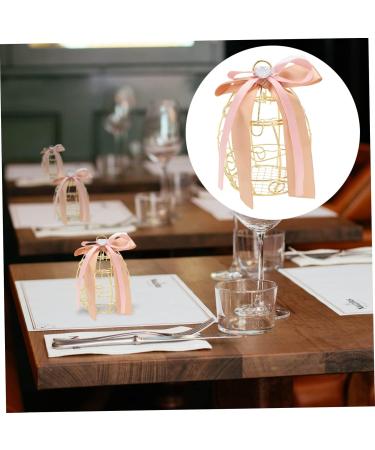 COOLHIYA Bird Cage 2pcs Box Bell Creative Treats Birdcage Wedding Sweets Birthday for Party Shaped Golden 8.3X6.7CM - Buy Online on SooperMarket.com