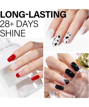 AILLSA Nude Gel Nail Polish Set Jelly Pink Milky White Black Red Gel Polish with Base and Top Coat Classic Popular Color All Season Soak Off U V L ED Manicure Art Salon DIY at Home 7Pcs 8ML Black White - Buy Online on SooperMarket.com