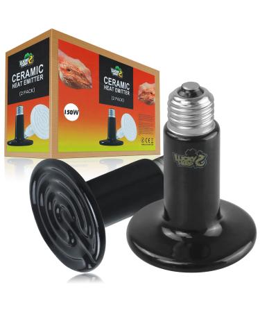 Lucky Herp 2 Pack 150W Reptiles Ceramic Heat lamp Turtles Terrarium Lamp E27 (220V-240V) Terrarium Hermal lamp Animals for reptiles chicken dog cat 150W 2 pieces