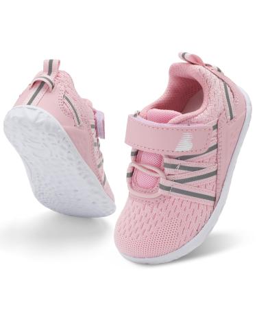 JOINFREE Baby Sneakers Toddler Shoes Soft Anti-Slip Sole Newborn First Walkers Infant Toddler Breathable Athletic Running Shoes 0-6 Months Pink