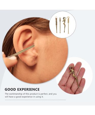 4pcs Mini Golden Powder Scoop Set for Earwax Removal and DIY Jewelry - Retro Micro Spoons - Buy Online on SooperMarket.com