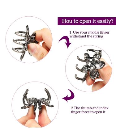 Exquisite Crystal Rhinestone Hair Claw Clips - Set of 6 | Non-Slip Flower Barrettes for Women and Girls | Vintage Hair Accessories - 3 Colors - Buy Online on SooperMarket.com