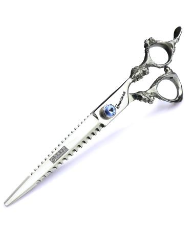 Barber Scissors Hairdressing Design Scissors Japan 440c Steel 7 inch Cutting Scissors + thinning Scissors Silver (Cutting Scissors)