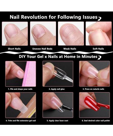 LuckForever 240pc XL Square Gel X Nail Tips - Clear Extra Long Full Cover Artificial Fingernails for Acrylic Nail Extension & Press-On Nail Design - Buy Online on SooperMarket.com