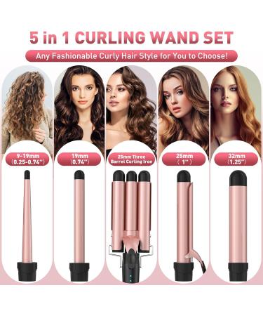 5 in 1 Wand Curling Iron Set - Interchangeable Ceramic Curlers Dual Voltage Hair Waver & Quick Heating Tool - Perfect for International Shipping - Buy Online on SooperMarket.com