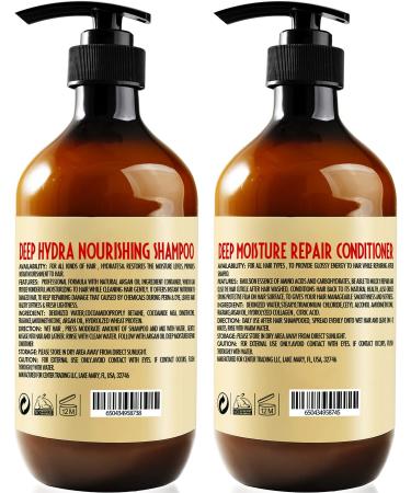 Moroccan Argan Oil Shampoo and Conditioner Set - SLS Sulfate Free - Ideal Gift for Damaged, Dry, Curly, or Frizzy Hair - Thickening Formula for Fine/Thin Hair - Safe for Color & Keratin Treated Hair - Buy Online on SooperMarket.com