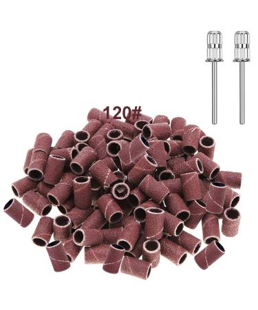 Yoezuo 100 Pcs Nail Sanding Bands Grit Nail Art Sanding Bands 120 Grit Nail Files with 2 Pcs Nail Drill Bits for Electric Nail Files Nail Drill Machine Manicure Pedicure 120"