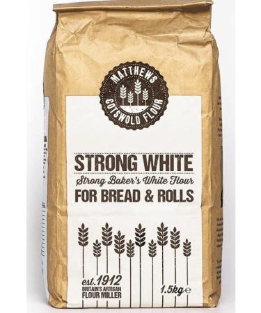 Matthews Cotswold Strong White Flour 1.5Kg | For Bread & Rolls | 12.5% high protein flour milled from grade 1 British wheat - Buy Online on SooperMarket.com