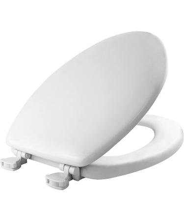 Mayfair Molded Wood Toilet Seat with Easy-Clean & Change Hinges, Elongated, White, 144ECA 000 1 Pack Elongated Toilet Seat