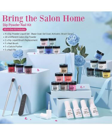 AZUREBEAUTY All Season 20 Color Dip Powder Nail Kit - Classic Spring Summer Starter Kit with 4 Pcs Liquid Set - French Art Manicure DIY Salon Gift Set for Women - Buy Online on SooperMarket.com