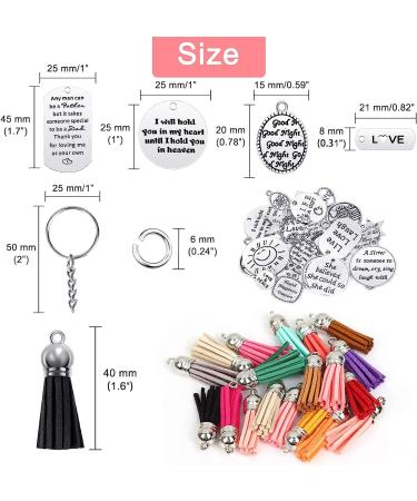 350Pcs Motivational Keychain Set with 50 Inspirational Charms, Leather Tassels, Keyrings, and Jump Rings - DIY Crafting Kit - Buy Online on SooperMarket.com