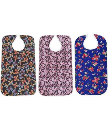 Adult Bibs for Eating with Crumb Catcher 3pcs Waterproof Reusable Clothing Protectors for Elderly Women - Buy Online on SooperMarket.com