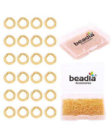 BEADIA 18K Gold Plated Jump Rings Non Tarnish 3mm 1200pcs for Jewelry Making Findings Gold 0.5x3mm