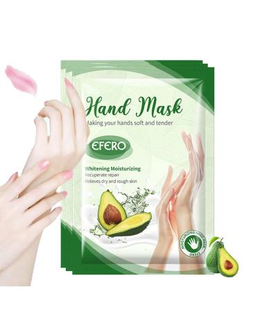 Hand Moisturiser Gloves 3Pcs Hand Masks for Dry Hands Plant Extracts for Dry Aging Cracked Hands Intense Skin Nutrition Hand Cream Mask Whitening and Anti aging Repair Rough Skin (Avocado)