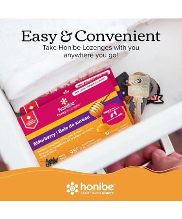 Honibe 100% Pure Honey Lozenges | Made in Canada | Mucus and Cough Relief | With Elderberry | 1 pack (10 lozenges) | Natural Berry - Buy Online on SooperMarket.com