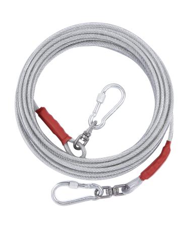 Dog Tie Out Cable for Dogs Outside Up to 125/250lbs 10/20/30/50FT Long Dog Leashes&Chains Small-Large Dogs Runner Cable for Yard Heavy Duty Dog Lead Line for Outdoor Camping Yard(250lbs 20FT Silver) 250lbs 20FT Silver