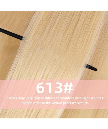 Vlasy Clip in Human Hair Extensions - 20 Inch 613# Light Golden Blonde - 7 Pieces Seamless Thick Weft Hair Extensions for Women - Buy Online on SooperMarket.com