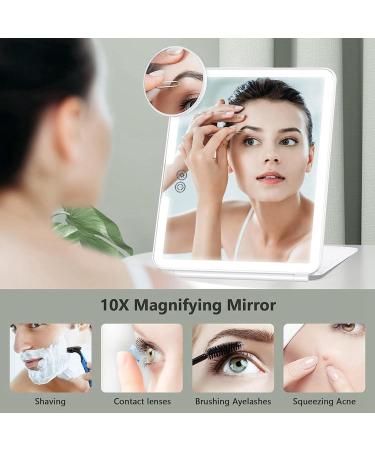 Torribala Travel Makeup Mirror Vanity Mirror Lights Travel Lighted Makeup Mirror with 10X Magnifying Mirror 3 Color Lighting Accessories for Women - Buy Online on SooperMarket.com