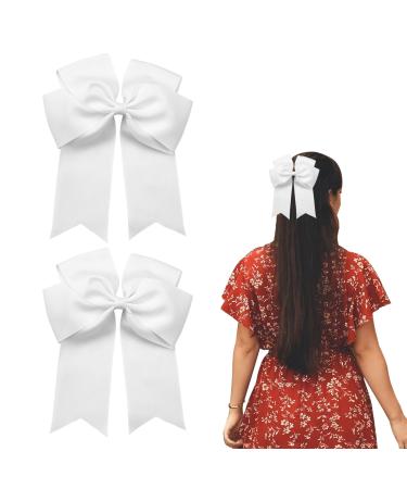 2 Pack 6 inch Bow Hair Clips Large Hair Bow Hair Barrette Clips for Women Girls White Hair Bow for Women