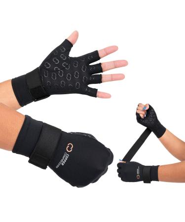 Copper Compression Fingerless Arthritis Compression Gloves for Hand Pain Relief - Adjustable - Orthopedic Brace - Reduce Pain  Increase Blood Flow  Aid Recovery Fits Women and Men (Large/XL) Large/X-Large (1 Pair)