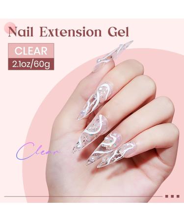 MIZHSE Nail Builder Gel Extension Clear Poly Nail Gel for Beginners 60g Non-Stick Hand Nail Extension Gel Nail Art Hard Gel 3D Modeling Salon UV Gel Home DIY Clean - Buy Online on SooperMarket.com