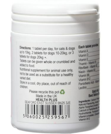 PetVits Multivitamin Formula for Cats & Dogs : Multivitamin General Health Pet Supplement : 90 Tablets in a 99% recycled pot - Buy Online on SooperMarket.com