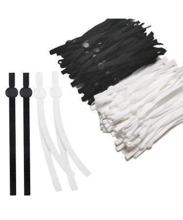 200PCS Black & White Face Mask Elastic,Retractable Elastic String for Masks,Elastic for mask with Adjustable Buckle, Sewing Comfortable Ear Hanging Rope Black & White 200PCS