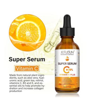 20% Vitamin C Serum for Face with Hyaluronic Acid - Anti-Aging Facial Serum for Men & Women Fades Dark Spots Boosts Collagen Hydrates & Plumps Skin - 1 Fl Oz - Buy Online on SooperMarket.com