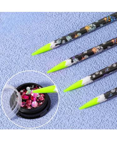 AMZLORD 4/12PCS Rhinestone Picker Pencil Set Self Adhesive Crystal Gem Pick Up Tools with Pencil Sharpener Dotting Wax Pen Nail Dotting Wax Pen Green - Buy Online on SooperMarket.com