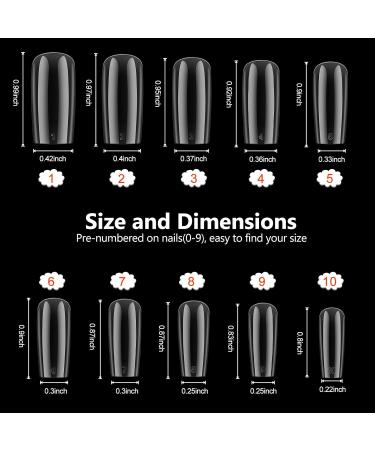 Square Nail Tips BOLASEN Clear Square False Nails with Glue 500Pcs Square Full Cover False Nail Tips Clear Fake Nails Squoval Shape Acrylic Nail Tips for Nail Salon & Home DIY 10 Sizes 501 Count (Pack of 1) - Buy Online on SooperMarket.com