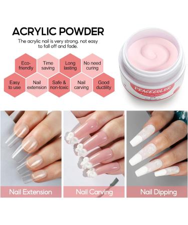 PEACECOLOR 8G 2PCS Pink Acrylic Powder Set Acrylic Nail Kit Professional Acrylic Nail Powder Polymer Powder for Nail Acrylic Extension and Carving No Nail Lamp Needed for Home DIY Nail Art color 176 - Buy Online on SooperMarket.com