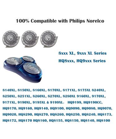 HQ9 Replacement Shaver Heads for Philips Series 8140XL-8170XL - Upgraded HQ9 Blades for Smooth Shave - Compatible with HQ9070 HQ9080 PT920 - Buy Online on SooperMarket.com