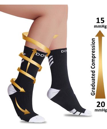 Dovava Dri-Tech Compression Crew Socks - 4 Pairs - Anti-Blister, Comfort Fit - Large-X-Large - Black - Buy Online on SooperMarket.com