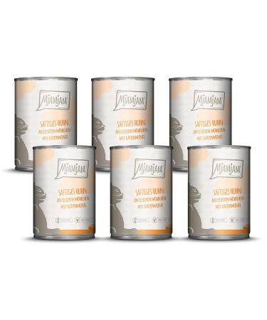 Mjamjam - Premium wet food for cats - juicy chicken on delicious carrot 6 -pack (6 x 400 g) grain free with extra meat chicken + carrot 400 g (6 Pack)
