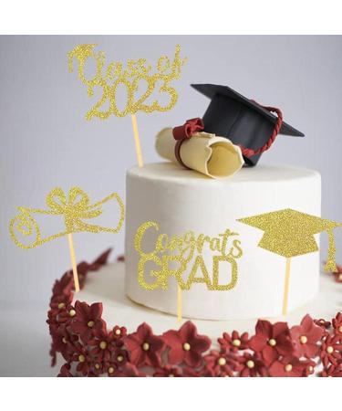 JINGLING Graduation Cake Lids Cupcake Toppers with Graduation Pack of 24 - Glitter Class of 2023 Graduation Cupcake Toppers Diploma Grade Caps Cake Toppers Picks for Graduation Gold - Buy Online on SooperMarket.com