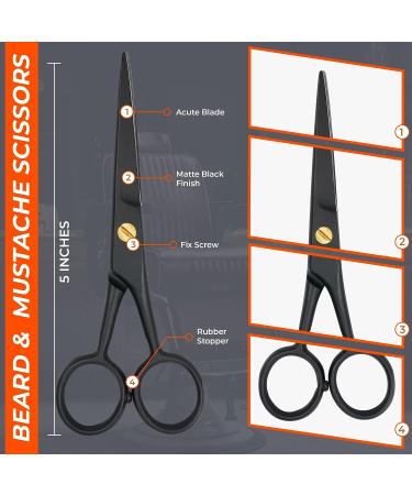 WAJEES Beard Scissors Set for Men - Mustache Scissors with Comb in Carry Pouch | Men's Facial Hair Grooming Kit - Buy Online on SooperMarket.com