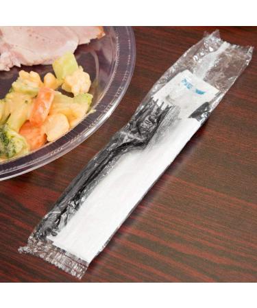 50 Plastic Cutlery Packets - Disposable Utensil Sets with Napkin, Salt & Pepper | Black Plastic Silverware Kits Individually Wrapped - Bulk Pack - Buy Online on SooperMarket.com