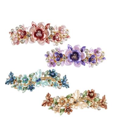 4 Pack unusual flowers butterfly sheet Strass glittering glittering metal hair clips snap hairpins handle hairpins clamp thick hair ponytail roll chignon holder for women