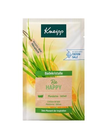 Kneipp bath crystals be happy - bathing salt - with natural deep deep salt of the saline luisenhall & natural essential oils of the mandarin & the Vetever - fruity -Herber fragrance- 60g
