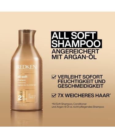 Redken All Soft Shampoo 300ml - Nourishing Hair Shampoo for Dry & Brittle Hair with Omega-6 & Argan Oil - Hydrating Hair Care - Buy Online on SooperMarket.com