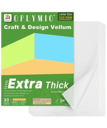 Extra Thick Vellum Paper  Oplymio 220GSM 8.5 x 11 inches Printable Vellum Paper for Scrapbook  Ink Work  Junk Journal  Stencil (30 Sheets)