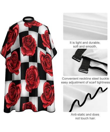 Red Roses Black White Plaid Barber Cape - Professional Hair Cutting Apron for Kids - Buy Online on SooperMarket.com