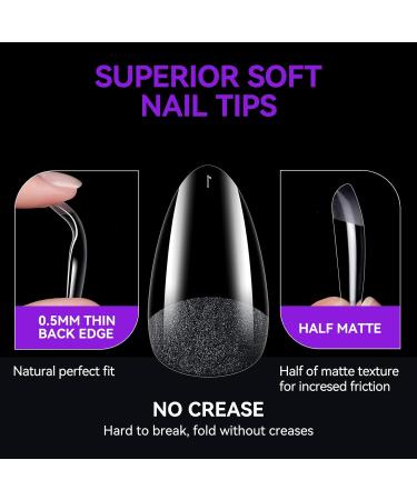 240PCS Gelike Short Almond Nail Tips - Full Cover Gel X Pre-Etched False Nails for Extensions - Buy Online on SooperMarket.com