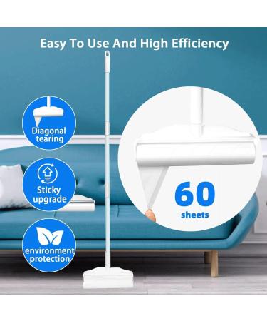 Long Handle Hair Sticking Device & Lint Roller - Effective Pet Hair Remover | Extended Sticky Roller for Floors & Clothes - Buy Online on SooperMarket.com