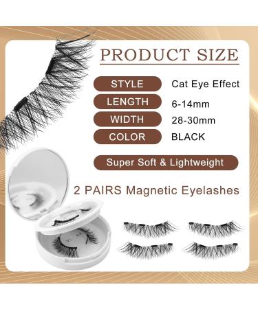 Magnetic Eyelashes with Applicator Natural Look Magnetic Lashes with Applicator 2 Pairs Reusable Magnetic Eyelashes False Eyelashes Manga Cat Eye Magnetic Eyelashes without Eyeliner No Glue Needed - Buy Online on SooperMarket.com