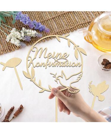 Shop 3PCS Cake Topper Communion | Wood Baptism & Confirmation Decor for Young Girls - Buy Online on SooperMarket.com