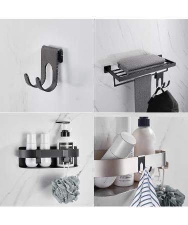 Self-Adhesive Razor Holder & Towel Hook - Bathroom & Kitchen Organizer (Black 2-Pack) - Buy Online on SooperMarket.com